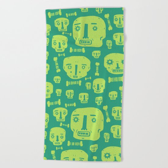 Skulls & Bones I - Green Beach Towel