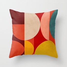 shapes of red mid century art Throw Pillow