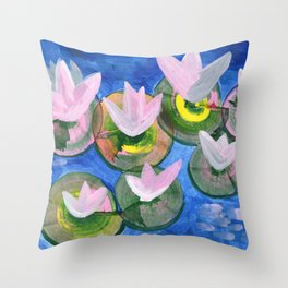 Pink Water Lilies Throw Pillow