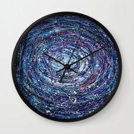 Star Trails Circular Abstract  Pollock Inspired Painting Wall Clock | Creative, Attractive, Impression, Olenaart, Bright, Licensing, Splattered, Impressionism, Oilpainting, Ink 