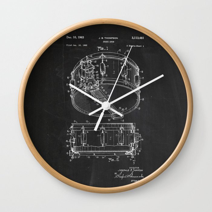 Snare Drum Patent Wall Clock
