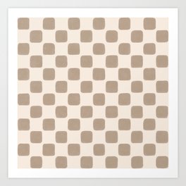 Neutral Beige and Tan Checkered Pattern Art Print