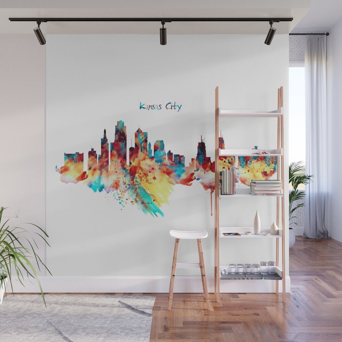 Kansas City Skyline Silhouette Wall Mural By Marianvoicu Society6