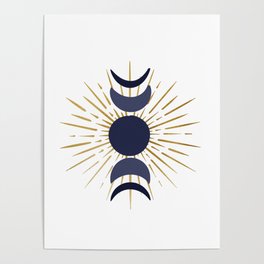 Sun & Moon - Blue & Gold Poster