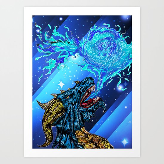 blue dragon fire artist Art Print