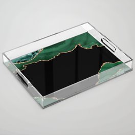 Emerald & Gold Agate Texture 03 Acrylic Tray