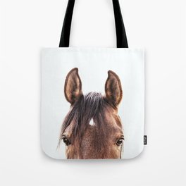 peekaboo horse, bw horse print, horse photo, equestrian, equestrian photo, equestrian decor Tote Bag