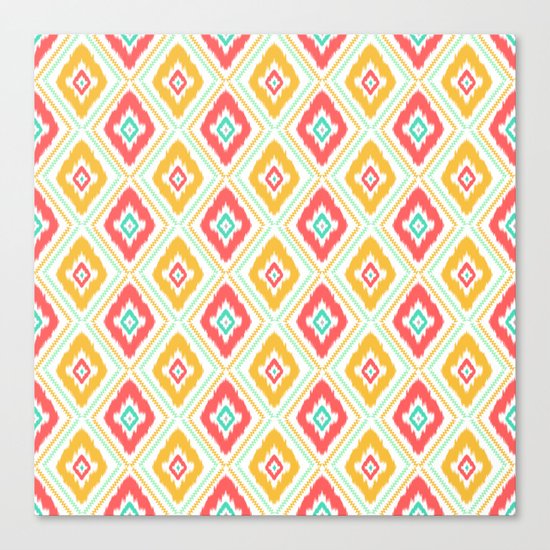 Zig Zag Ikat (white) Canvas Print