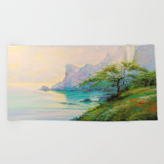 Morning by the sea Beach Towel