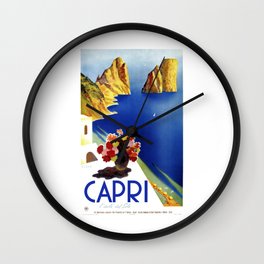 1952 ITALY Capri Island Of The Sun Travel Poster Wall Clock
