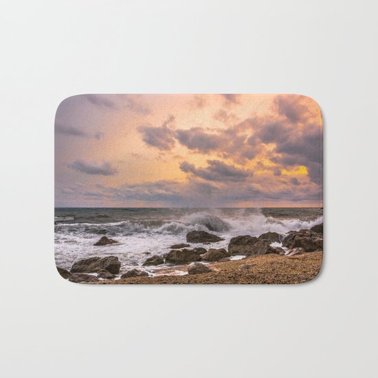 Sunset at sea Bath Mat