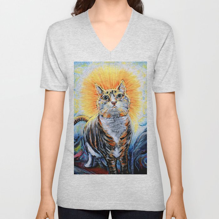 Enlightened Cat V Neck T Shirt