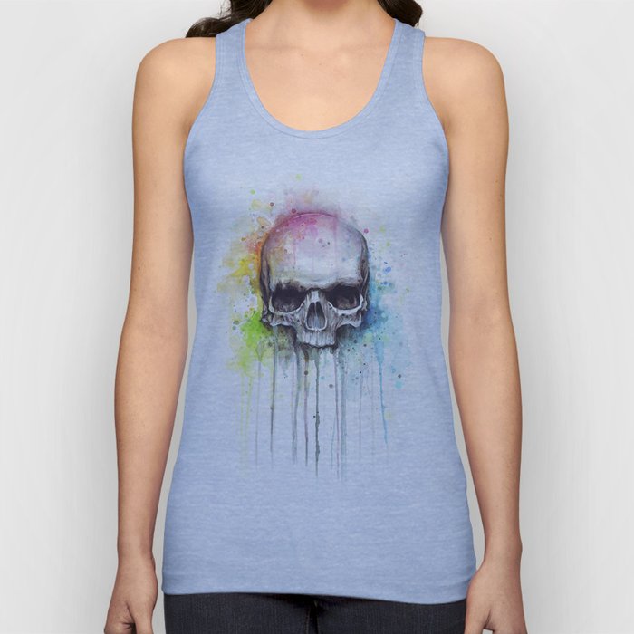 Skull Rainbow Watercolor Tank Top