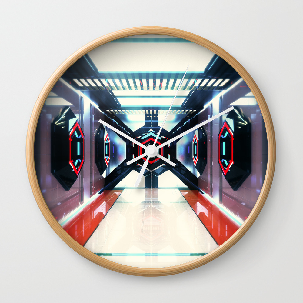 12 07 16 Scifi Corridor Shit Wall Clock By Digitalridge Society6