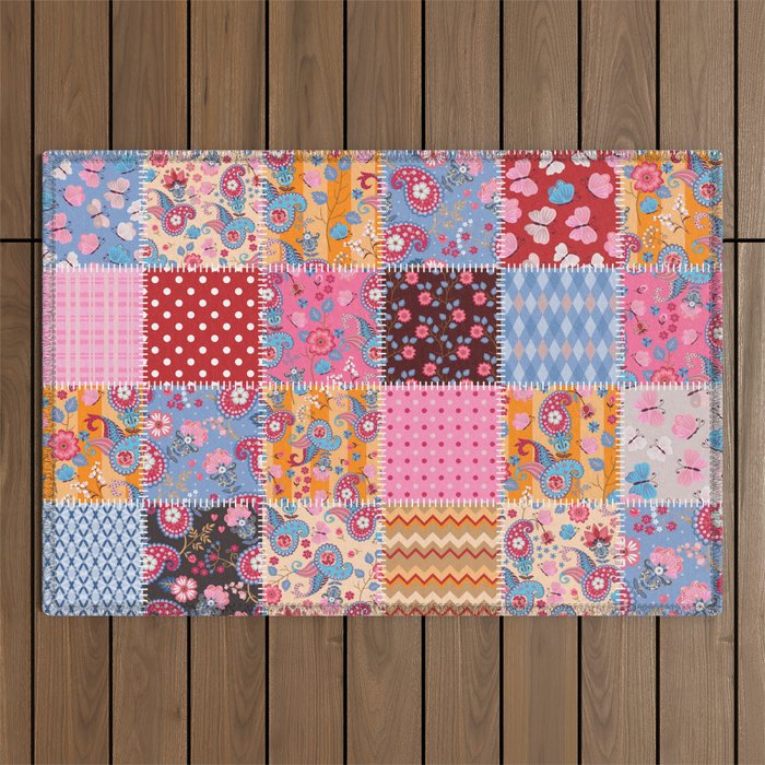 Cute seamless patchwork pattern Outdoor Rug