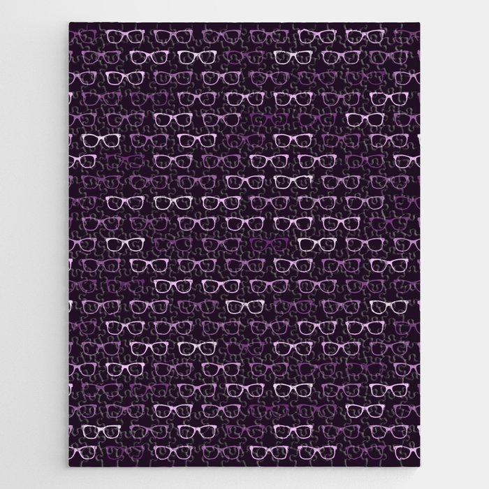 Purple Hipster Glasses Pattern Jigsaw Puzzle