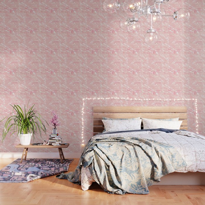 Modern pastel blush pink watercolor marble pattern Wallpaper