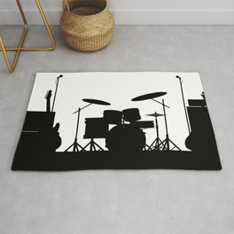 Rock Band Equipment Silhouette Rug
