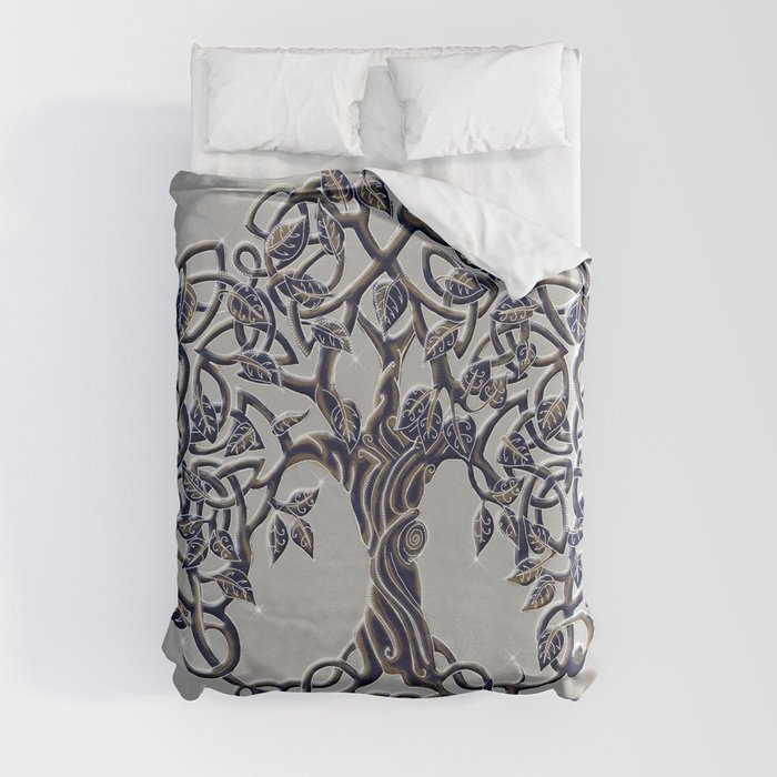 Tree of Life Silver Duvet Cover