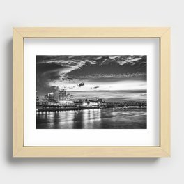 City Lights And Urban Shadows Of Cincinnati Ohio - Black and White Recessed Framed Print