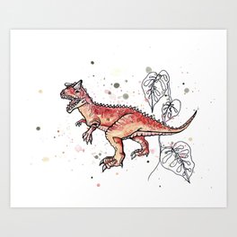 Boho Watercolour TRex Dinosaur  Art Print