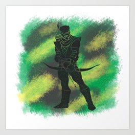Green Arrow Splatter Background Art Print