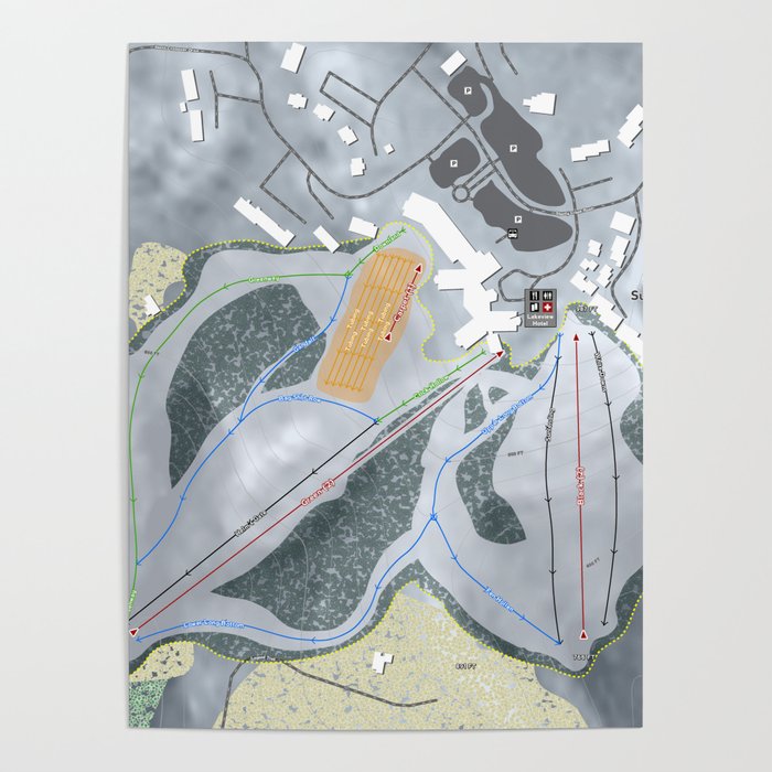 Shanty Creek Summit Mountain Trail Map Poster by Mapsynergy  Society6