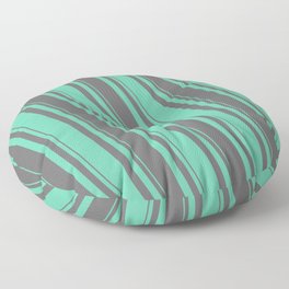 [ Thumbnail: Dim Gray & Aquamarine Colored Lined/Striped Pattern Floor Pillow ]