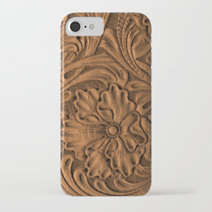 Golden Tanned Tooled Leather iPhone Case