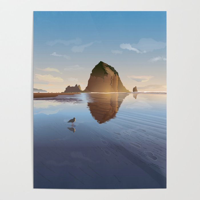 Haystack Rock at Beautiful Cannon Beach, Oregon  Poster