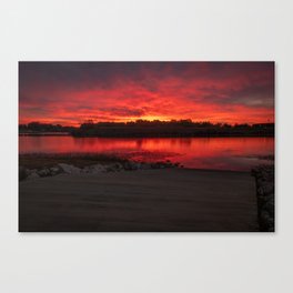 Red Morning Over Lake Bentonville Canvas Print