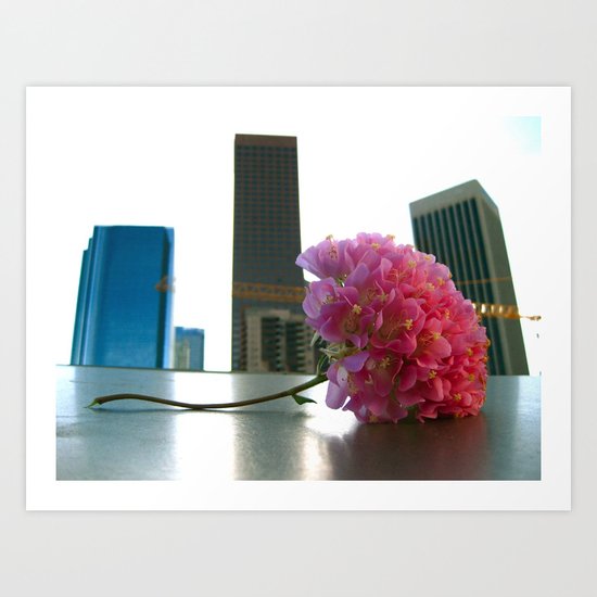 Flower in the LA Skyline Art Print