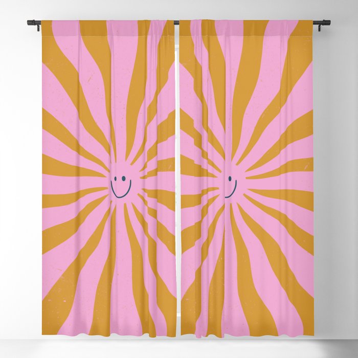 Cute Retro Sun Face  Blackout Curtain