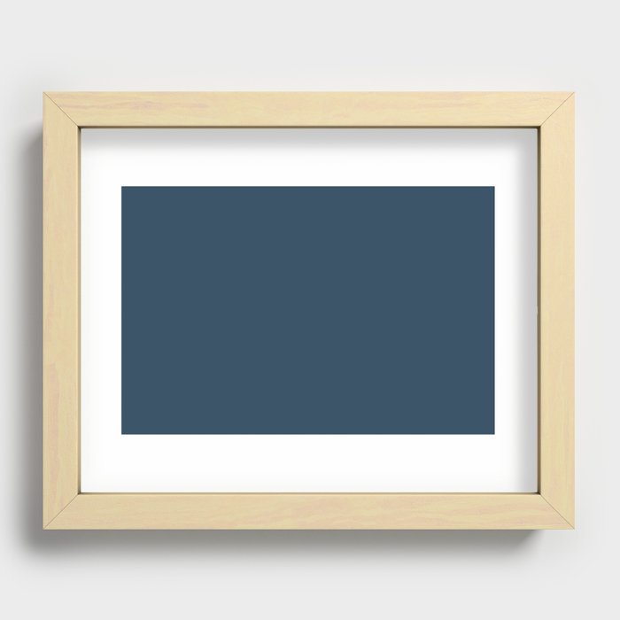 Dark Blue Gray Solid Color Pairs Pantone Majolica 19-4125 TCX Shades of Blue Hues Recessed Framed Print