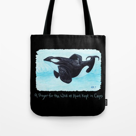 A Prayer for the Orca ~ Watercolor Painting by Amber Marine, (Copyright 2013) Tote Bag