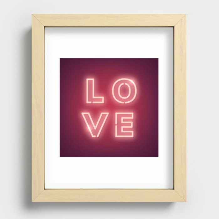 Neon LOVE Light Recessed Framed Print