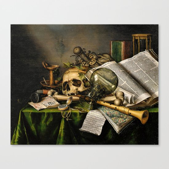 Vintage Vanitas- Still Life with Skull Canvas Print