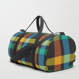 Colourful Plaid Tartan Textured Pattern Duffle Bag | Checks, Psychedelic, Plaid, Tartan, Love, Checkered, Pattern, Graphicdesign, Nostalgic, Happy 