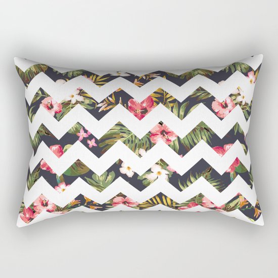 Floral Chevron Rectangular Pillow