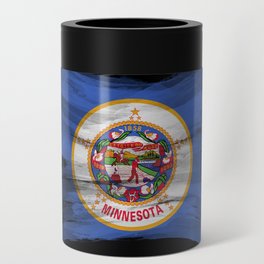 Minnesota state flag brush stroke, Minnesota flag background Can Cooler