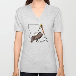Louisiana – Pelican V Neck T Shirt