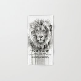 Lion Courage Motivational Quote Watercolor Painting Hand & Bath Towel