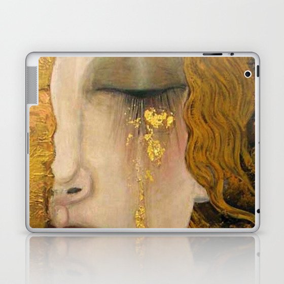 Golden Tears (Freya's Heartache) portrait painting by Gustav Klimt Laptop & iPad Skin