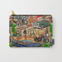 Vintage Route 66 poster.  Carry-All Pouch | 66, Drawing, American, Nostalgia, Arizona, Motorcycle, Diner, Car, Map, Retro 