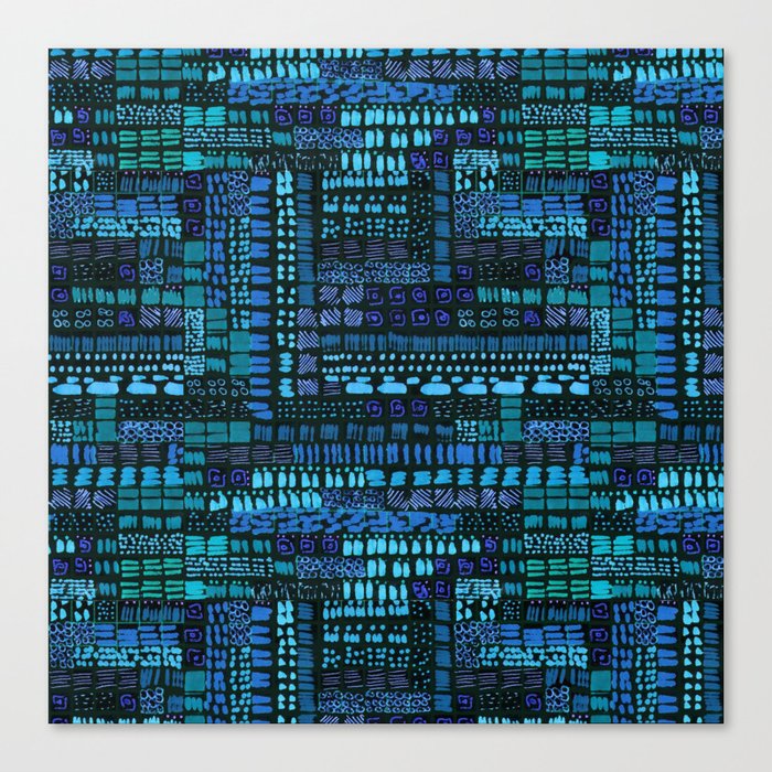 cobalt blue ink marks hand-drawn collection Canvas Print