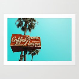 Vintage Neon Coffee Shop Sign in Santa Monica, California Art Print