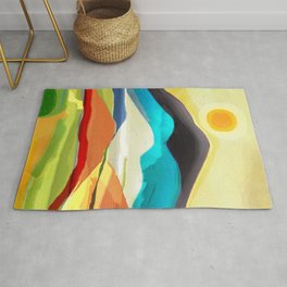 Sunny morning on the abstract bay Area & Throw Rug