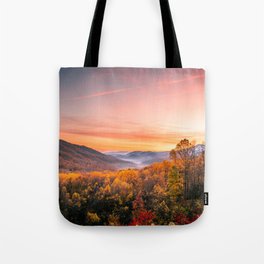 Autumn Sunrise in the Great Smoky Mountains of Tennessee Tote Bag