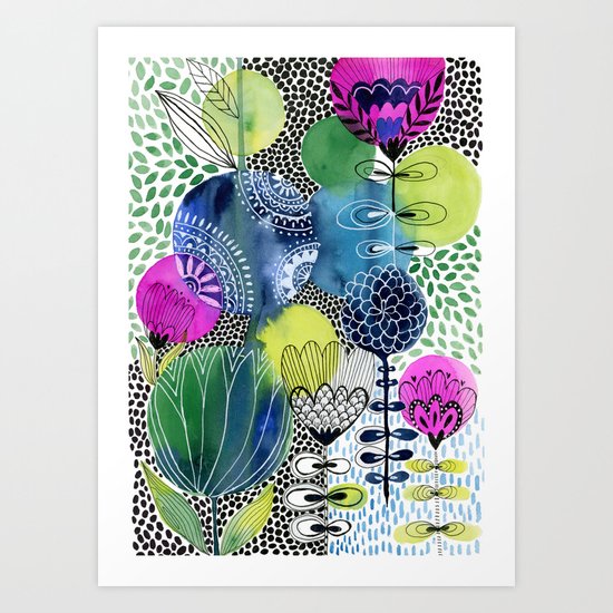 Indigo Blooms Art Print