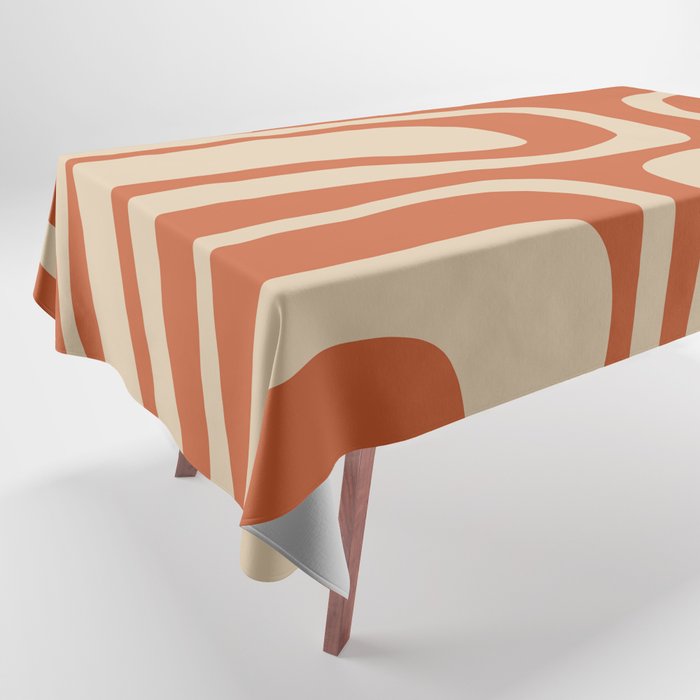 Palm Springs - Midcentury Modern Retro Pattern in Mid Mod Beige and Burnt Orange Tablecloth